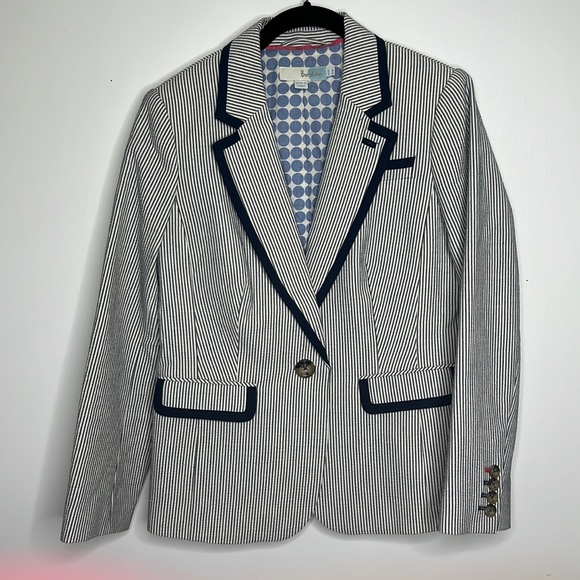 Boden Size 6P Sear-sucker Blazer Navy White Stripe - Picture 1 of 8